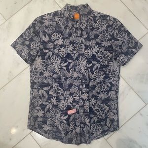 Hugo Boss Navy Blue Cotton Button Up Shirt